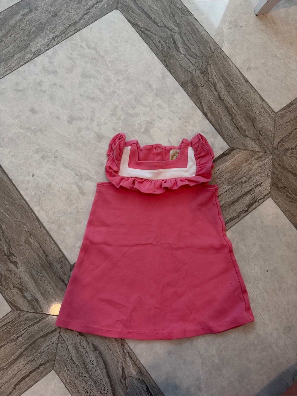 Pink Ruffle Neck Sleeveless Dress